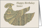 Happy Birthday Sister - Art Nouveau Dinesh Bird card