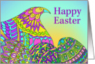 HAPPY EASTER HEN WITH EGGS card