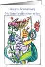 Happy Anniversary Sister and Brother-in-Law Garden Flowers card