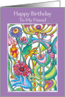 Happy Birthday Friend Garden Bouquet card