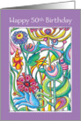 Happy 50th Birthday Garden Bouquet card