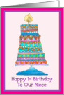 Happy 1st Birthday Niece Party Cake card