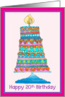 Happy 20th Birthday Party Cake card
