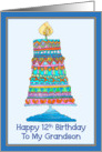 Happy 12th Birthday to My Grandson Party Cake card