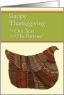 Happy Thanksgiving Harvest Hen to Our Son and His Partner card