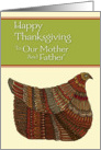 Happy Thanksgiving Harvest Hen to Our Mother and Father card