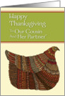 Happy Thanksgiving Harvest Hen to Our Cousin and Her Partner card