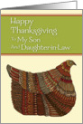 Happy Thanksgiving Harvest Hen to My Son and Daughter-in-Law card
