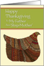 Happy Thanksgiving Harvest Hen to My Father and Step-Mother card