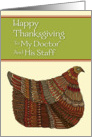 Happy Thanksgiving Harvest Hen to My Doctor and His Staff card