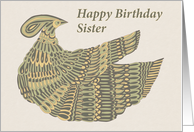 Happy Birthday Sister - Art Nouveau Dinesh Bird card