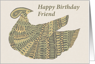 Happy Birthday Friend - Art Nouveau Dinesh Bird card