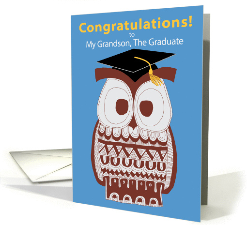 Wise Owl Graduation Card - My Grandson card (1220734)