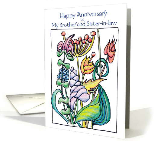 Happy Anniversary Brother and Sister-in-Law Garden Flowers card