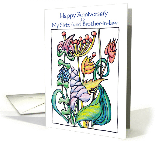 Happy Anniversary Sister and Brother-in-Law Garden Flowers card