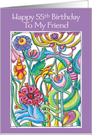 Happy 55th Birthday Friend Garden Bouquet card