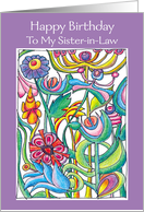 Happy Birthday Sister-in-Law Garden Bouquet card