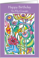 Happy Birthday Cousin Garden Bouquet card