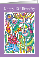 Happy 40th Birthday Garden Bouquet card