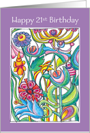Happy 21st Birthday Garden Bouquet card