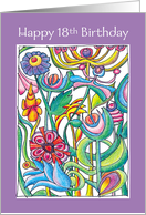 Happy 18th Birthday Garden Bouquet card