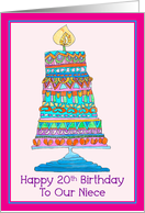 Happy 20th Birthday Niece Party Cake card