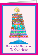 Happy 4th Birthday Niece Party Cake card