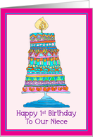 Happy 1st Birthday Niece Party Cake card
