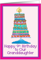Happy 9th Birthday to Our Granddaughter Party Cake card