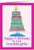 Happy 1st Birthday to Our Granddaughter Party Cake card