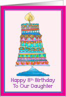 Happy 8th Birthday to Our Daughter Party Cake card