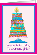 Happy 1st Birthday to Our Daughter Party Cake card
