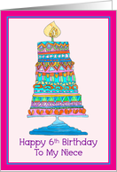 Happy 6th Birthday to My Niece Party Cake card