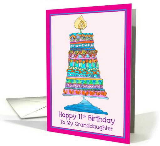 Happy 11th Birthday to My Granddaughter Party Cake card (945971)