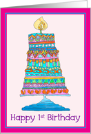 Happy 1st Birthday Party Cake card