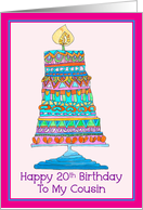 Happy 20th Birthday to My Cousin Party Cake card