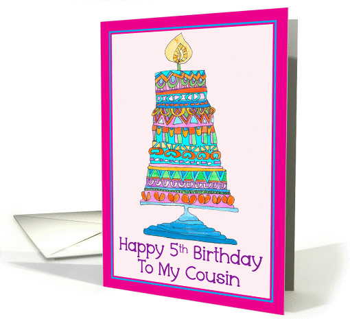 Happy 5th Birthday to My Cousin Party Cake card (946277)