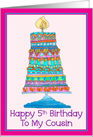 Happy 5th Birthday to My Cousin Party Cake card