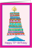 Happy 15th Birthday Party Cake card