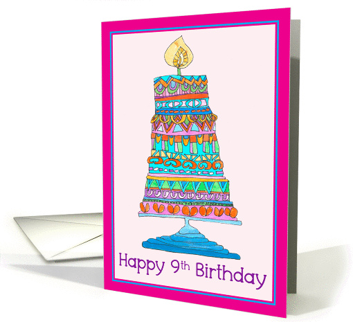 Happy 9th Birthday Party Cake card (946302)