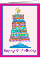 Happy 9th Birthday Party Cake card