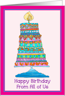 Happy Birthday From All of Us Party Cake card