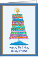 Happy Birthday to My Friend Party Cake card