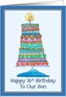 Happy 16th Birthday to Our Son Party Cake card