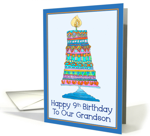 Happy 9th Birthday to Our Grandson Party Cake card (947071)