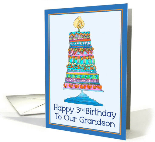 Happy 3rd Birthday to Our Grandson Party Cake card (947082)