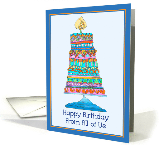 Happy Birthday From All of Us Party Cake card (947207)