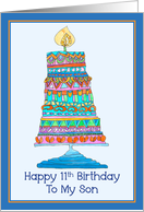Happy 11th Birthday to My Son Party Cake card