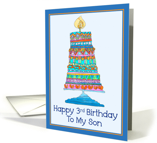 Happy 3rd Birthday to My Son Party Cake card (947242)