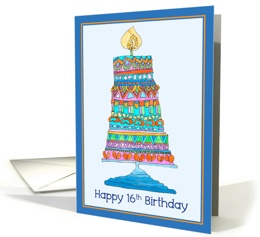 Happy 16th Birthday Party Cake card (948512)